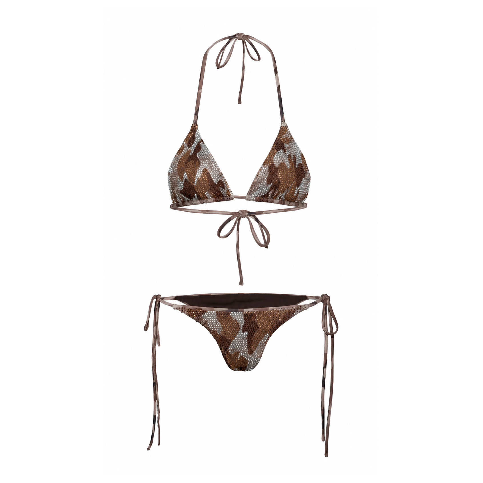 Rhinestone Camouflage Bikini Top