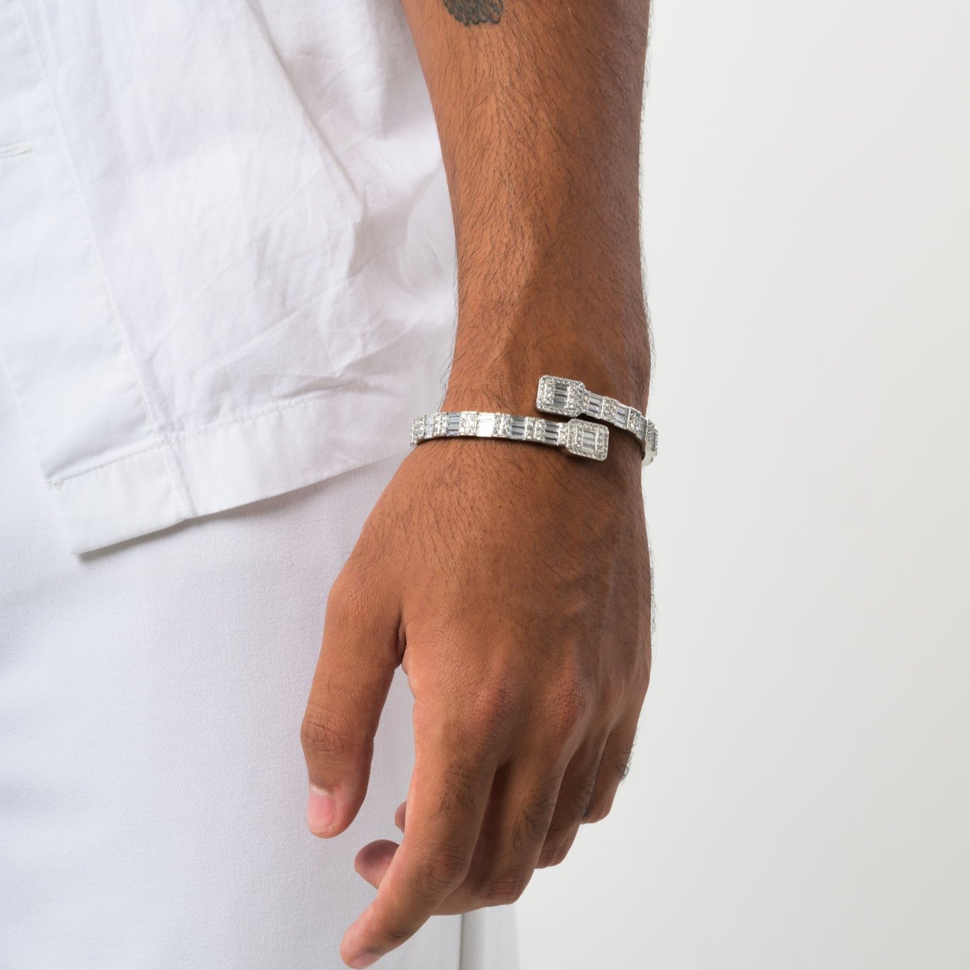 Open Bracelet Baguette Silver