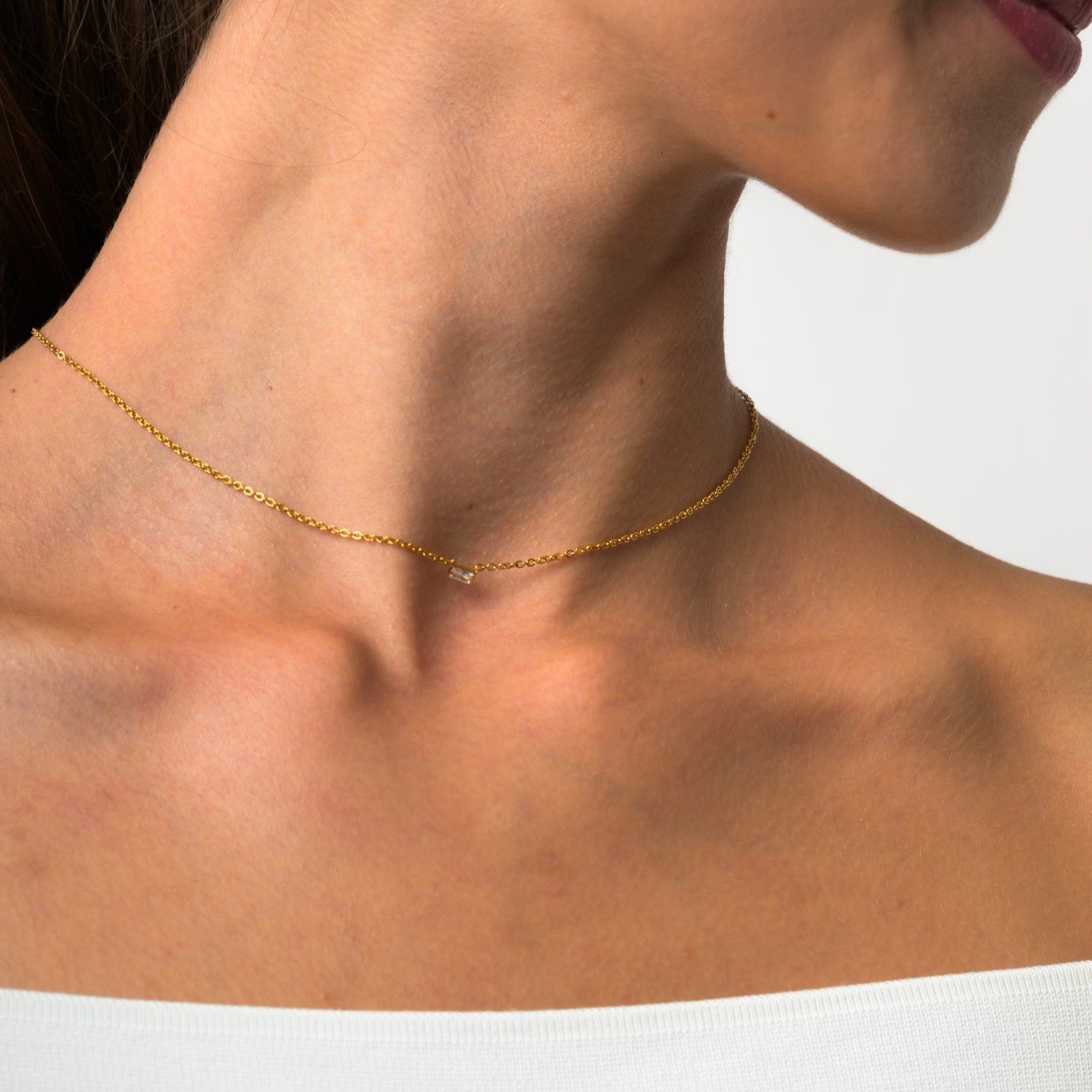 Single Diamond Baguette Chain