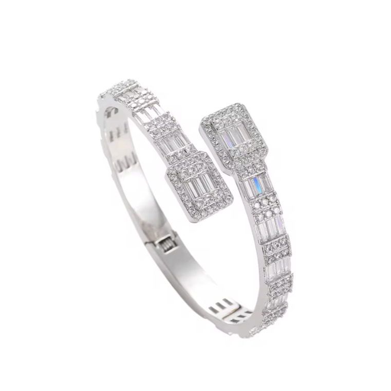 Open Bracelet Baguette Silver