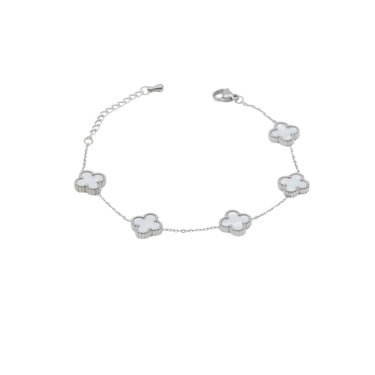 Leaf Clover Bracelet White/Silver