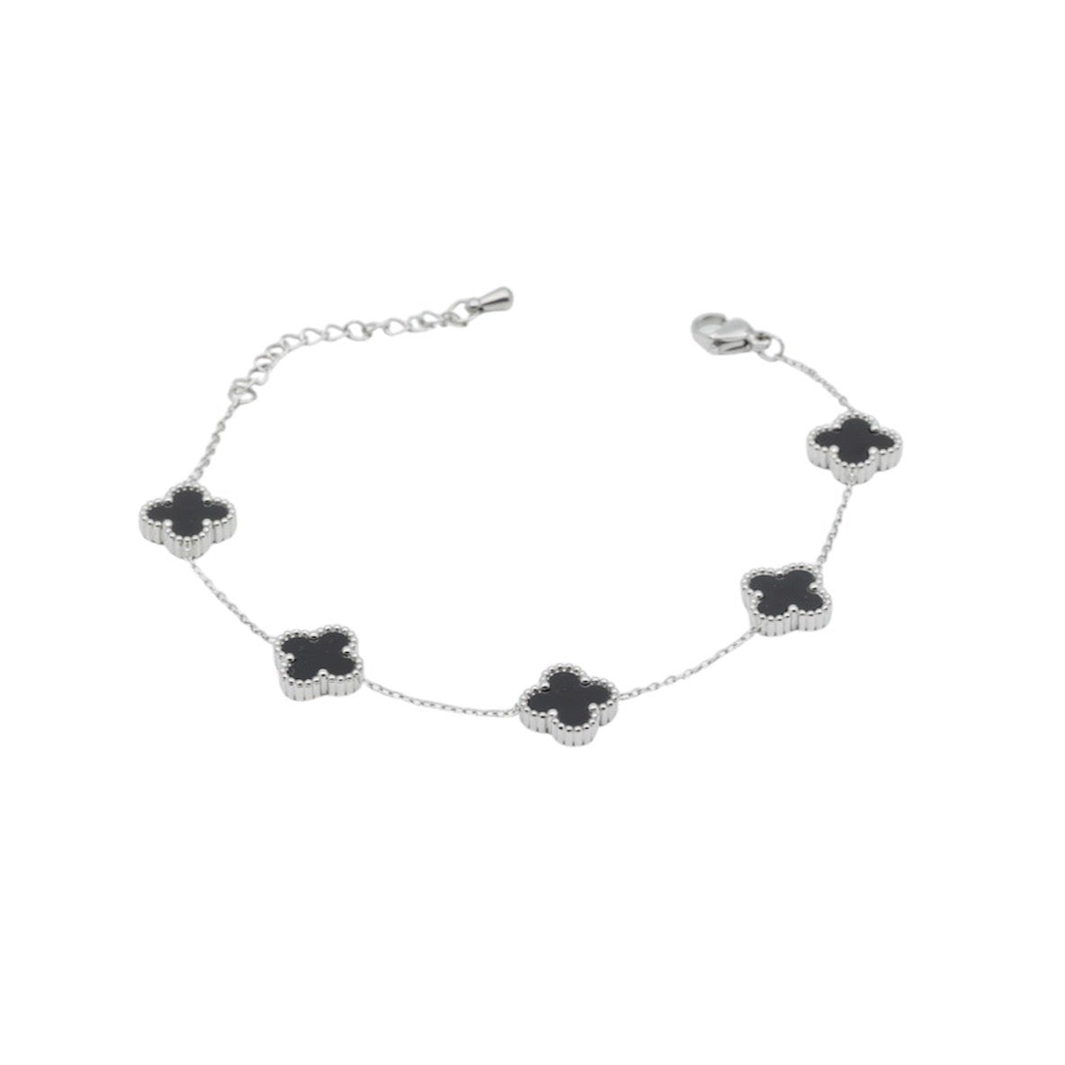 Leaf Clover Bracelet Black/Silver